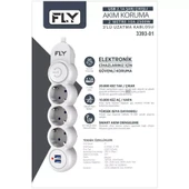 Fly 3393-01 Termal Akım Korumalı Uzatma Kablosu 3 Priz 2 Usb + Anahtar 2.1A 2M Beyaz - 2