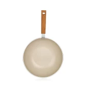 Schafer Ceramoni Seramik Tava 30 Cm ve 28 Cm Wok Tava Seti -Krem - 7
