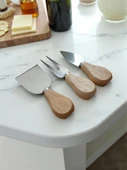 Doğal Bambu Bıçaklı Peynir Servis Sunum Tabağı Kahvaltı Sunum Tahtası Seti 4 Parça 38x18 Cm - 5