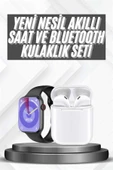 Akıllı Saat Gümüş Kasa Bluetooth Kulaklık Hediyeli Çok Fonksiyonlu İkili Set thumbnail 2