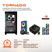 GAMEAGLE TORNADO BİLGİSAYAR KASASI + 750W + 80  POWER + 240 MM SIVI SOĞUTMA (SİYAH) - 4