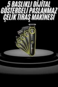 Saç Sakal Şekillendirici Tıraş Makinesi 5 Başlıklı Paslanmaz Çelik Bıçaklı Unısex thumbnail 2