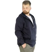 Erkek Sweatshirt Kapşonlu Zippered Basic 20543 Lacivert - 2