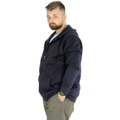 Erkek Sweatshirt Kapşonlu Zippered Basic 20543 Lacivert - 3