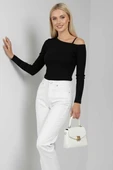BİÇOMİ Tek Omuz İpli Bluz Siyah T4328 thumbnail 1