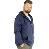Erkek Sweatshirt Kapşonlu Zippered Basic 20543 İndigo - 2