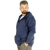 Erkek Sweatshirt Kapşonlu Zippered Basic 20543 İndigo - 3