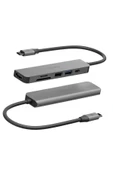 AluHub HD3 60W Type-C PD Şarj Destekli 6in1 4K Hub Dönüştürücü - Koyu Gri thumbnail 2