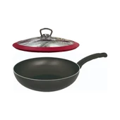 Mehtap Teflon Wok Tava - 24 CM Cam Kapaklı - 1