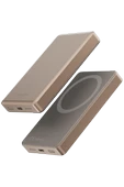 AluPac 10K 10.000 mAh 20W Type-C ve 15W Kablosuz Şarj Çıkışlı PD Hızlı Şarj Magsafe Powerbank - Gold thumbnail 1