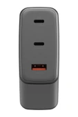 AmpCharge GaN100 2 Adet 100W Type-C ve 30W USB 3.0 Çıkışlı Hızlı Şarj Aleti - Koyu Gri - 2