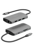 AluHub HD Pro 2 100W Type-C PD Şarj Destekli 8in1 4K Hub Dönüştürücü - Koyu Gri thumbnail 2