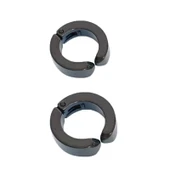 Erkek Küpesi - 2 Adet Siyah Çelik Kıstırmalı Küpe Paslanmaz Atmaz Çelik Siyah Küpe thumbnail 1