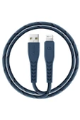 C89 NyloFlex 1.5M 3A USB to Lightning Hızlı Şarj Kablo - Lacivert thumbnail 1