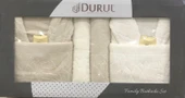 Durul Antik Kısmi Kadife Pamuklu 8 Parça Aile Bornoz Seti thumbnail 5