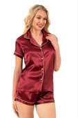 Ahu Kadın Kısa Kollu Saten Gecelik Şort Takımı 7847 - 1