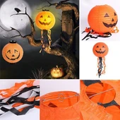 Balkabağı Kağıt Japon Led Süs - Kabak Dekor Yuvarlak Fener Süs 25 cm - 1