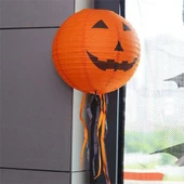 Balkabağı Kağıt Japon Led Süs - Kabak Dekor Yuvarlak Fener Süs 25 cm - 3