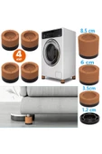 Beyaz Eşya Ayağı Çamaşır Makinesi Mobilya Titreşim Önleyici Kaydırmaz 3.5 Cm Yükseltici 4 Lü KAHVE - 1