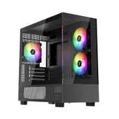 1ST PLAYER MIKU Mİ5 SİYAH 750W 80+ ATX 3.1 SILVER ARGB 6X12CM FAN TEMPERLİ CAM USB 3.0 M-ATX KASA - 1