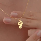 14 Ayar Altın Kaplama Kıvrımlı Hayalet Kolye Gümüş Kolye - CN00472 - 1