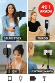 Işıklı Bluetooth Selfie Çubuğu Tripod | Uzaktan Kumandalı Vlog & Canlı Yayın Standı - 1