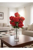 12 KAFALI KIRMIZI 40 CM ÇOK KATLI GÜL DEMETİ EV VAZO ÖZEL GÜN ÇİÇEĞİ thumbnail 2