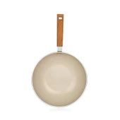 Schafer Ceramoni Seramik Wok Tava 28 Cm Cam Kapaklı-Krem - 3