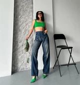 Baggy süper taş bıyık yıkama kahve tint jeans pantolon d2007 - 4