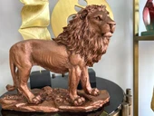 Dekoratif Aslanl Biblo Ev Ofis Heykal Polyester Bronz - 3