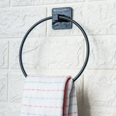 İpek Yıldızı® Kendiliğinden Yapışkanlı Siyah Paslanmaz Metal Yuvarlak Havluluk thumbnail 3