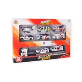 10 Parça Araç Taşıyan Tır Seti - Die Cast - DS047 - Ambulans - 2