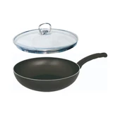 Mehtap Teflon Wok Tava - 24 CM Cam Kapaklı - 1