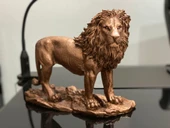 Dekoratif Aslanl Biblo Ev Ofis Heykal Polyester Bronz - 4