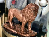 Dekoratif Aslanl Biblo Ev Ofis Heykal Polyester Bronz - 1