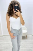 Basic Günlük Gri Jean Pantolon - 5