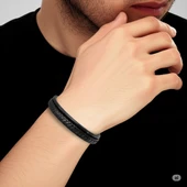 Siyah Renk Çoklu Deri Bileklik 31833B5D1 thumbnail 2