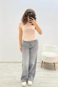 Geniş Paça Gri Jean Pantolon - 1
