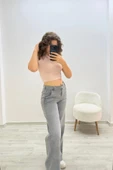 Geniş Paça Gri Jean Pantolon - 6
