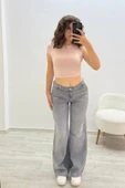 Geniş Paça Gri Jean Pantolon - 5