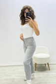 Basic Günlük Gri Jean Pantolon - 1