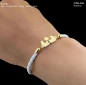 Doğum Ayına Özel 14 Ayar Altın Plakalı Taç Motifli Doğal Beyaz Derili Hediye Bileklik-465 thumbnail 4
