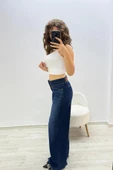 Geniş Paça Koyu Mavi Jean Pantolon - 2