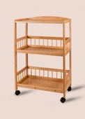 The Mia Bambu Tekerlekli 3 Katlı Düzenleyici Dolap Raf 80x53x30 Cm thumbnail 4