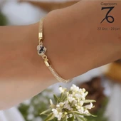 Burca Özel Kalp Figürlü Hasır Kordonlu 14 Ayar Altın Plakalı Hediye Bileklik-474 thumbnail 2