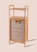 The Mia Bambu 2 Raflı Banyo Düzenleyici Dolap ve Çamaşır Sepeti 95x40x30 Cm thumbnail 4