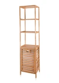 The Mia Bambu 4 Raflı Banyo Düzenleyici Dolap ve Çamaşır Sepeti 160x40x33 Cm thumbnail 1