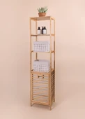 The Mia Bambu 4 Raflı Banyo Düzenleyici Dolap ve Çamaşır Sepeti 160x40x33 Cm thumbnail 2