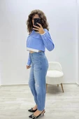 Yırtık Detaylı Mom Mavi Jean Pantolon - 2