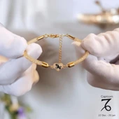 Burca Özel Kalp Figürlü Hasır Kordonlu 14 Ayar Altın Plakalı Hediye Bileklik-474 thumbnail 1